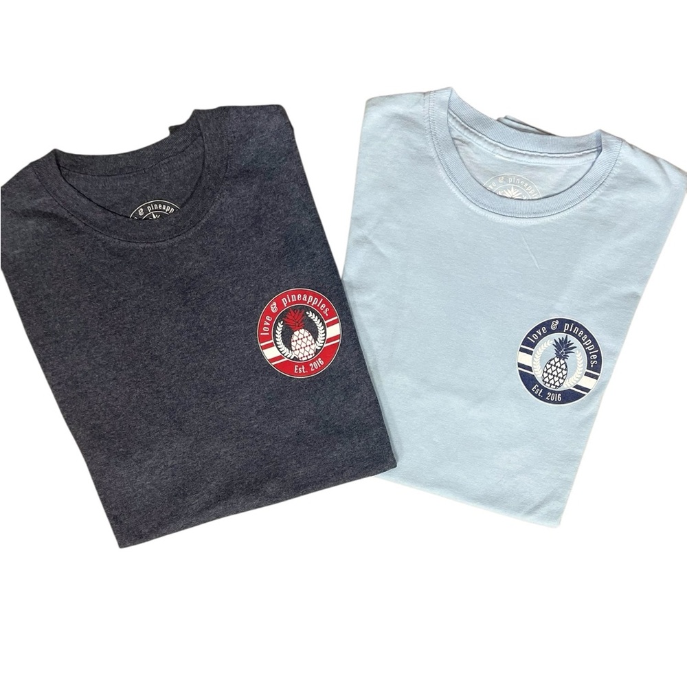 Love & Pineapples Bundle of 2 Women's Short Sleeve Baseball Tees
